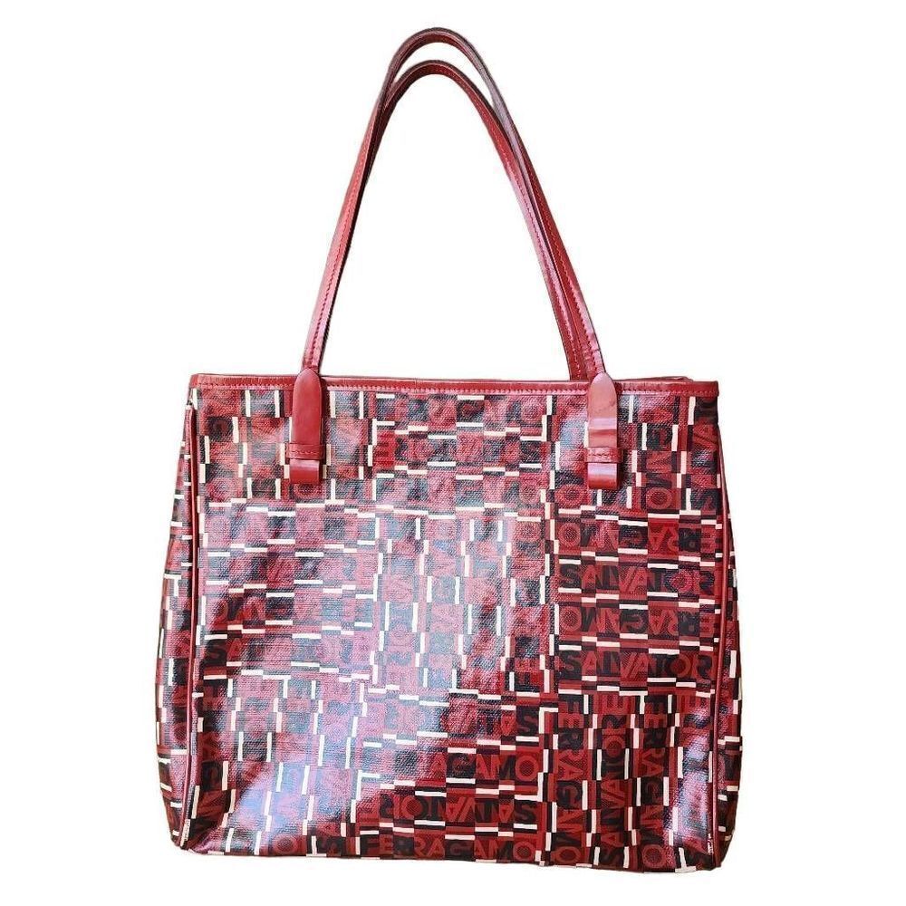 Authentic Salvatore Ferragamo Red/Black/White Logogram PVC/Leather SMALL Bag